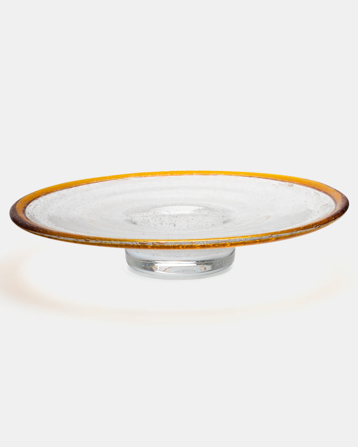 BOWL/CANDLESTICK(CLEAR X BROWN BUBBLED) H2169