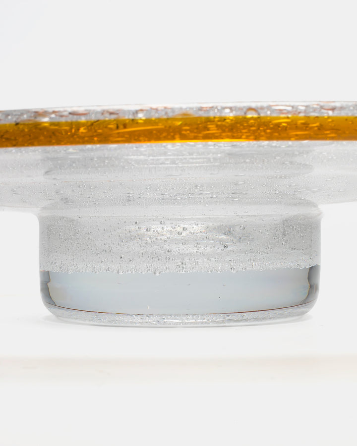 BOWL/CANDLESTICK(CLEAR X BROWN BUBBLED) H2169