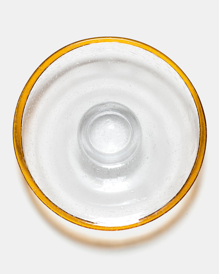 BOWL/CANDLESTICK(CLEAR X BROWN BUBBLED) H2169