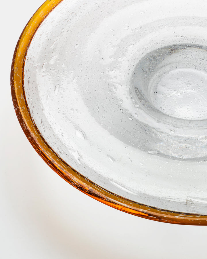 BOWL/CANDLESTICK(CLEAR X BROWN BUBBLED) H2169