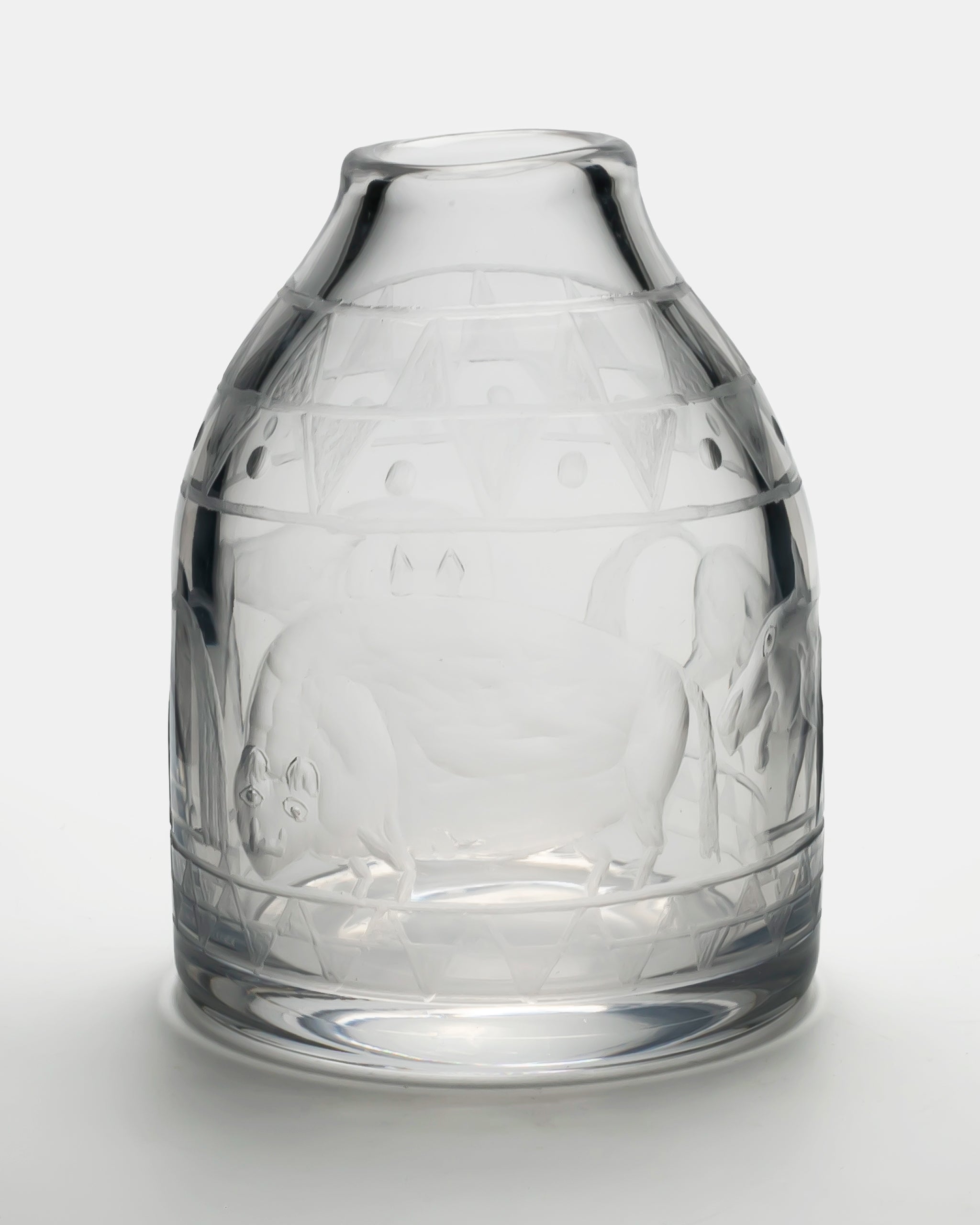 ERIK HÖGLUND | ENGRAVED VASE(CRYSTAL) H272 | BODA – ELEPHANT